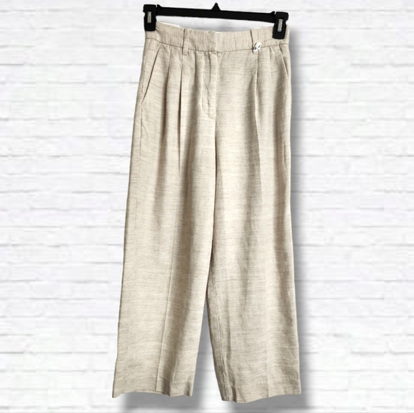 SOLD Aritzia Wilfred Neutral Tan "Effortless Pant" Linen Blend Cropped Size 2 - Picture 2 of 16